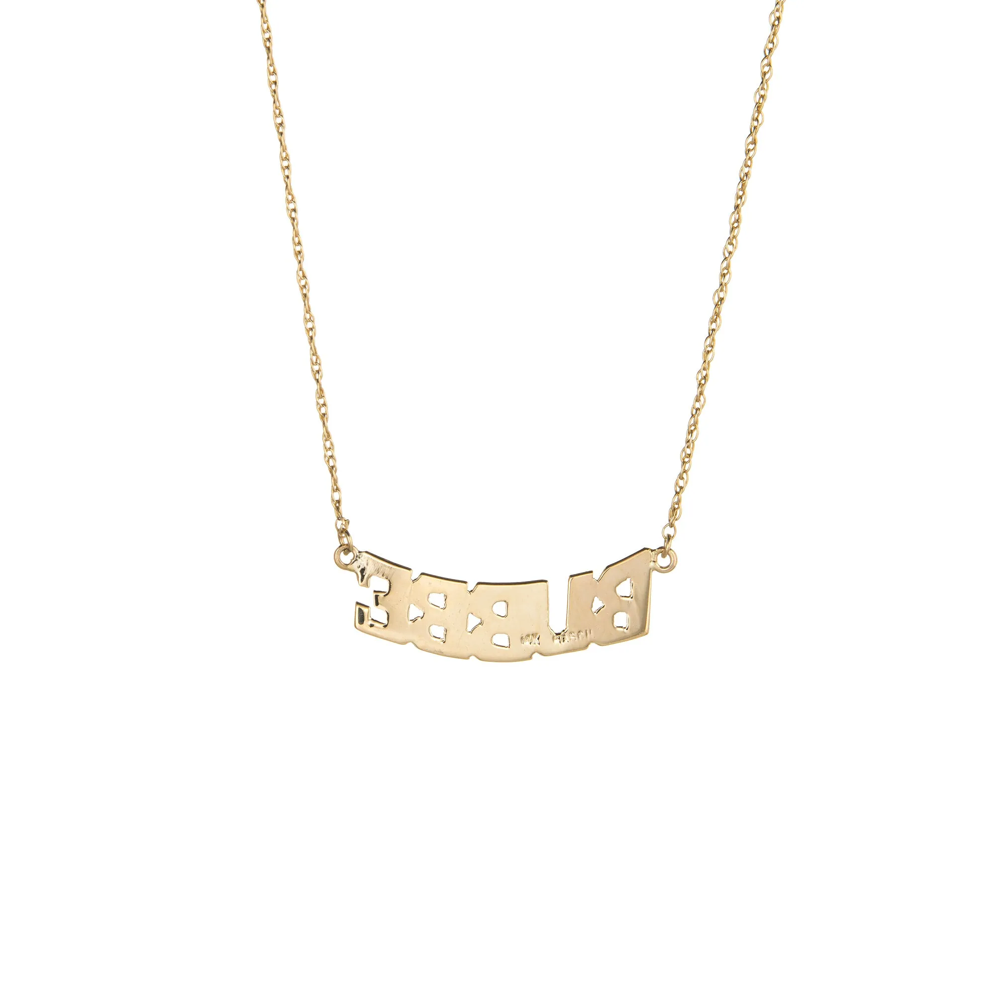 Vintage Bubbe Necklace 14k Yellow Gold Grandmother Jewelry Jewish Name Plate