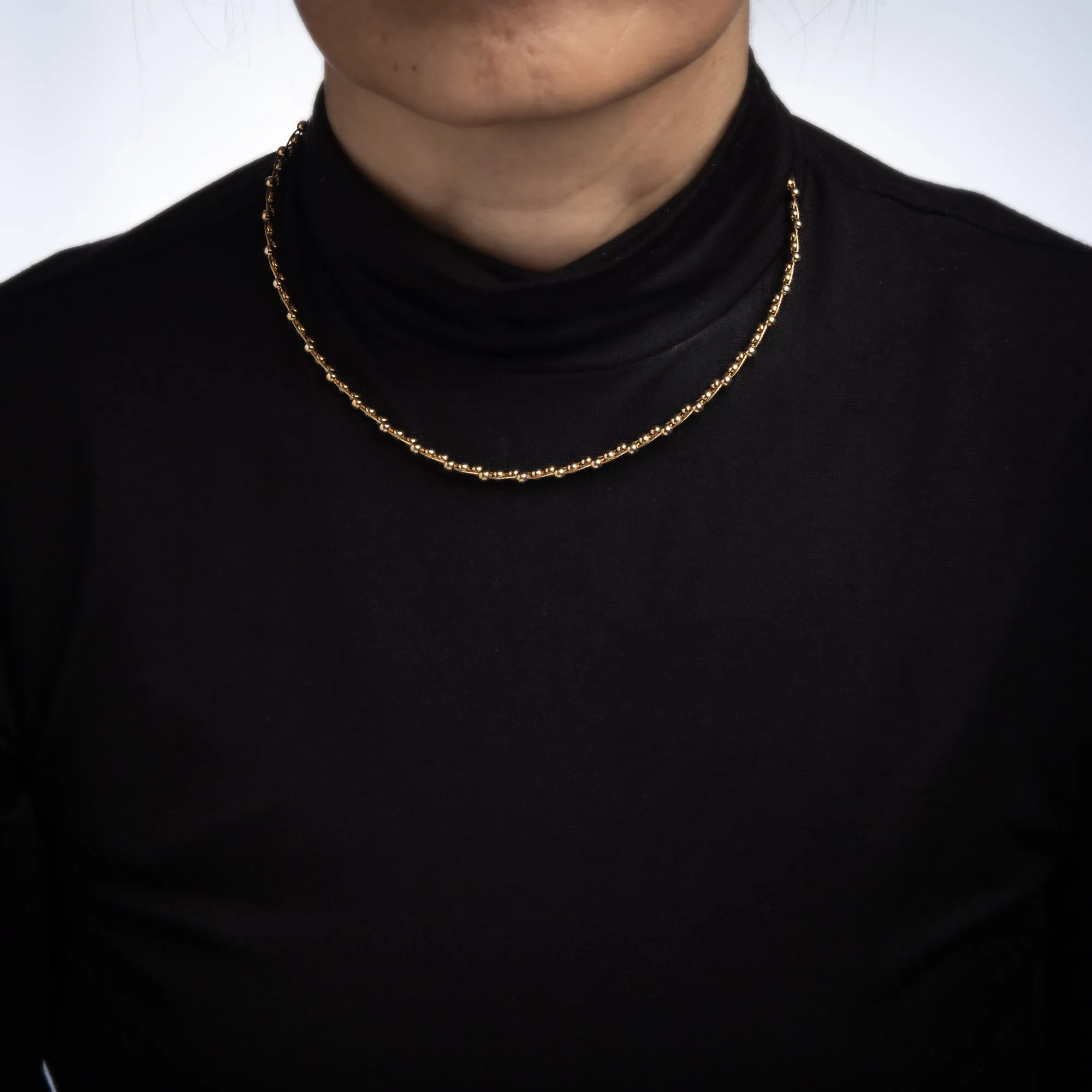 Vintage Collar Necklace Orbs 14k Yellow Gold Adjustable Length Choker Italy