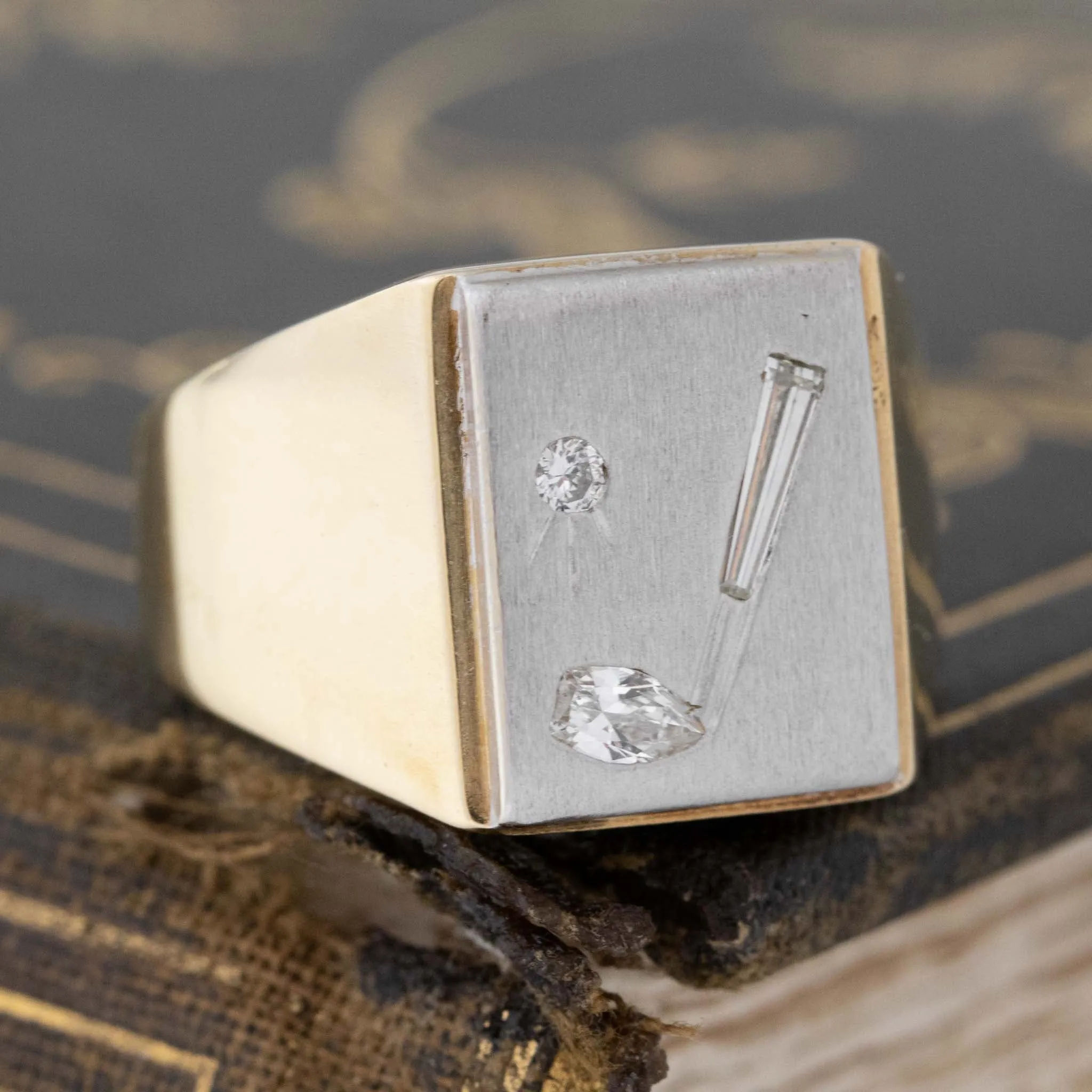 Vintage Diamond Golf Motif Signet Ring