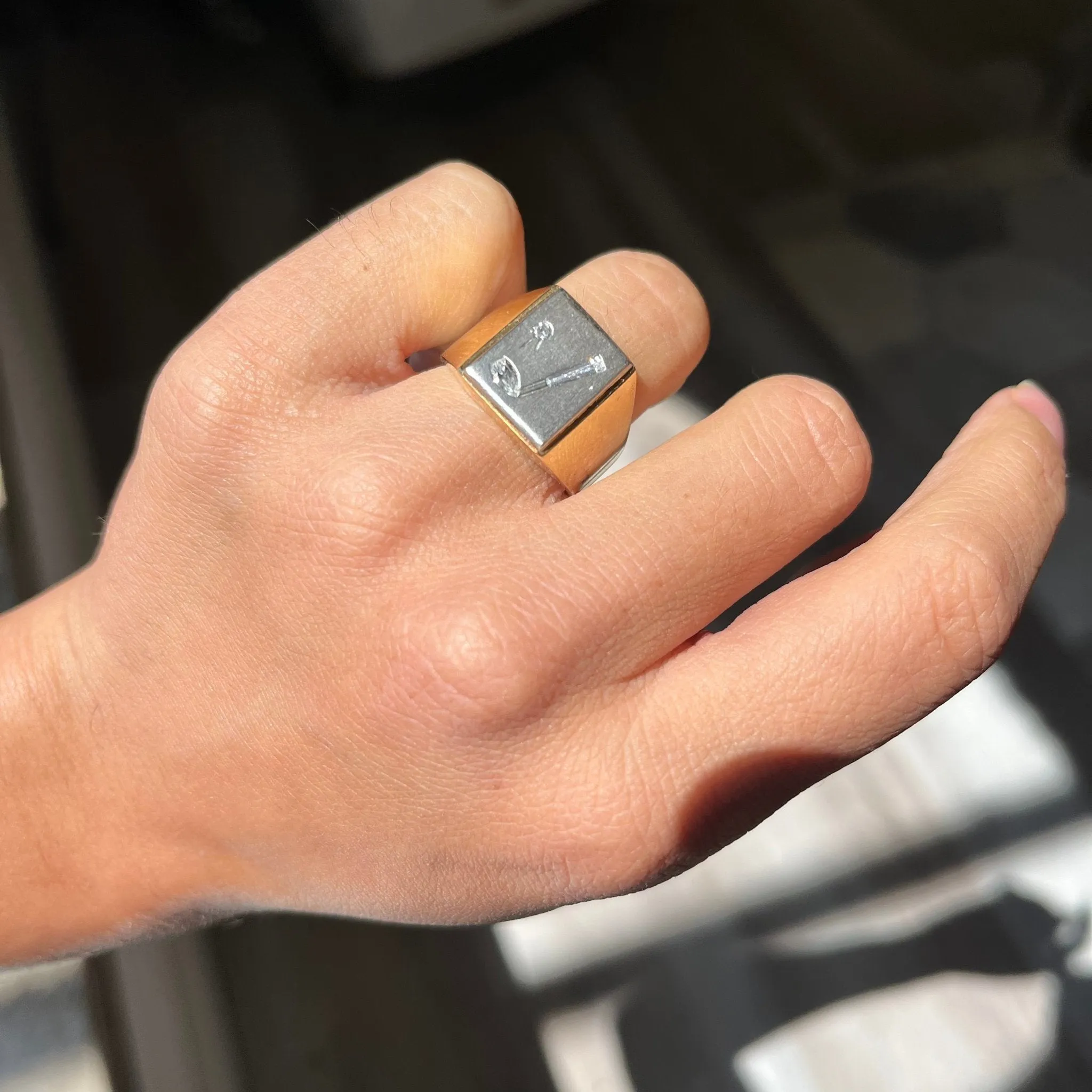 Vintage Diamond Golf Motif Signet Ring