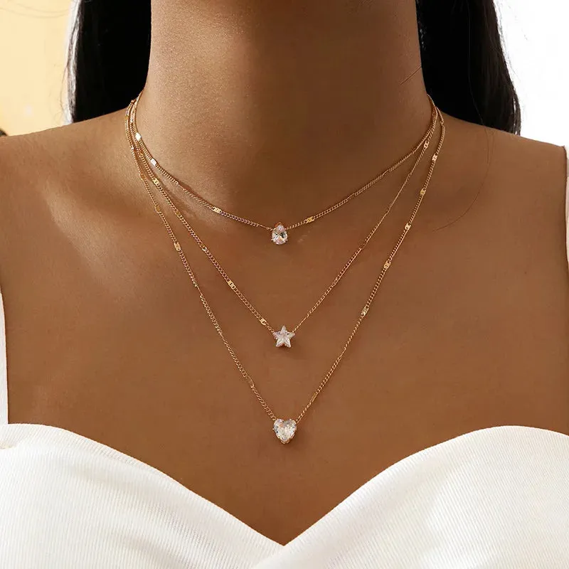 Vintage Double Round Charm Layered Necklace Women's Jewelry Layered Accessories for Girls Gifts Bohemian Fashion Pendant