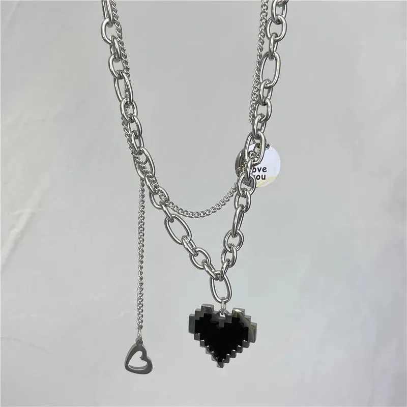 Vintage Double Round Charm Layered Necklace Women's Jewelry Layered Accessories for Girls Gifts Bohemian Fashion Pendant