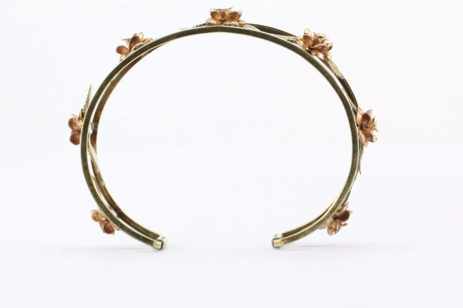 Vintage Krementz Gold Filled Open Rose Blossom Cuff Bracelet