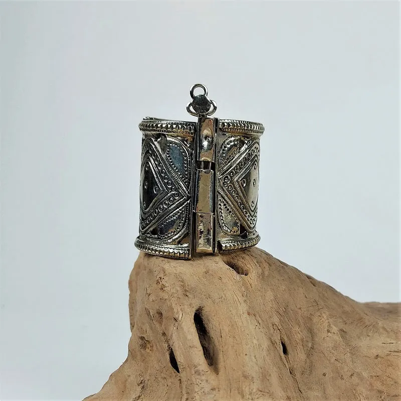 Vintage Kuchi cuff bracelet with tribal patterns
