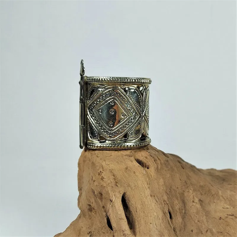 Vintage Kuchi cuff bracelet with tribal patterns