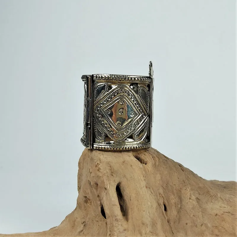 Vintage Kuchi cuff bracelet with tribal patterns