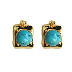 Vintage Mini Turquoise Huggie Hoops