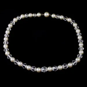 Vintage Pearl & Crystal Choker Necklace 1940S