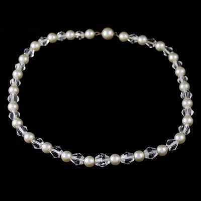 Vintage Pearl & Crystal Choker Necklace 1940S