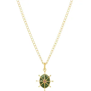 Vurchoo 8 Point Star Gold & Green Necklace