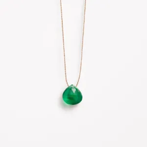 WANDERLUST LIFE Fine Cord Necklace in Green Onyx