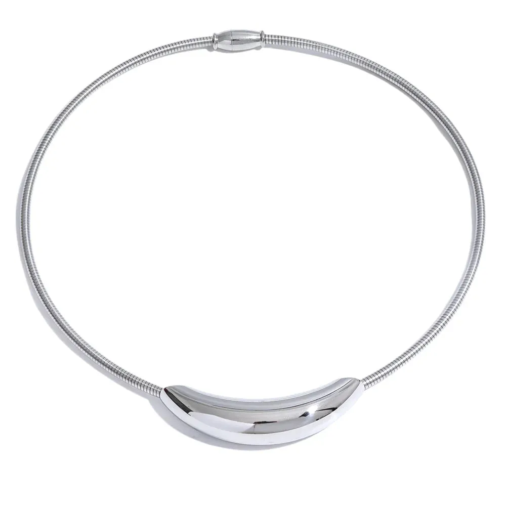 Waterproof Stainless Steel Popular Choker Light Necklace Women Statement Metal 18K Gold Plated