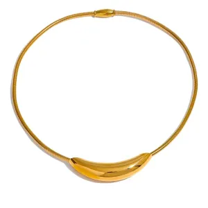Waterproof Stainless Steel Popular Choker Light Necklace Women Statement Metal 18K Gold Plated