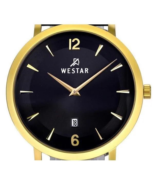 Westar Profile Leather Strap Black Dial Quartz 50219GPN103 Mens Watch