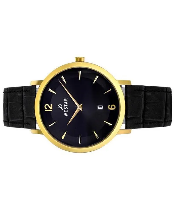 Westar Profile Leather Strap Black Dial Quartz 50219GPN103 Mens Watch