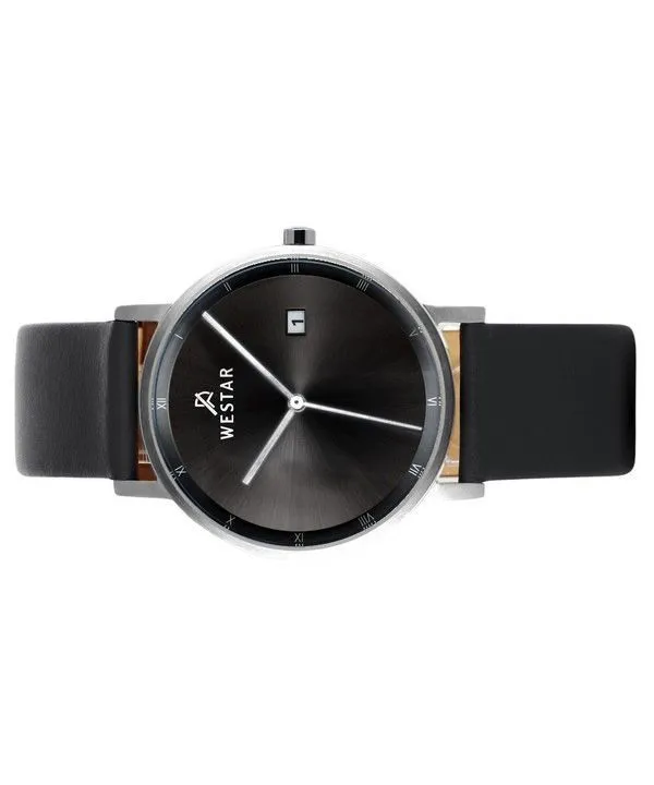 Westar Profile Leather Strap Black Dial Quartz 50221STN103 Mens Watch