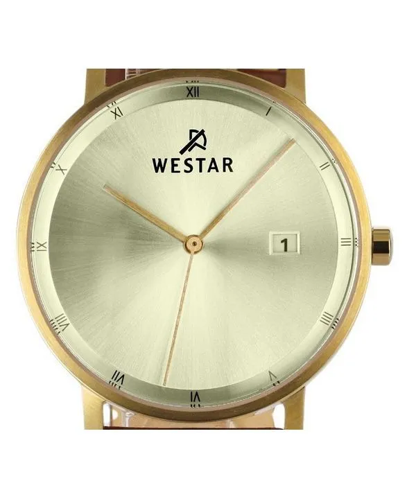 Westar Profile Leather Strap Light Champagne Dial Quartz 50221GPN122 Mens Watch