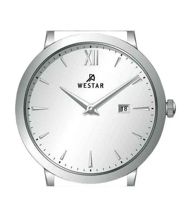 Westar Profile Leather Strap Silver Dial Quartz 50214STN107 Mens Watch