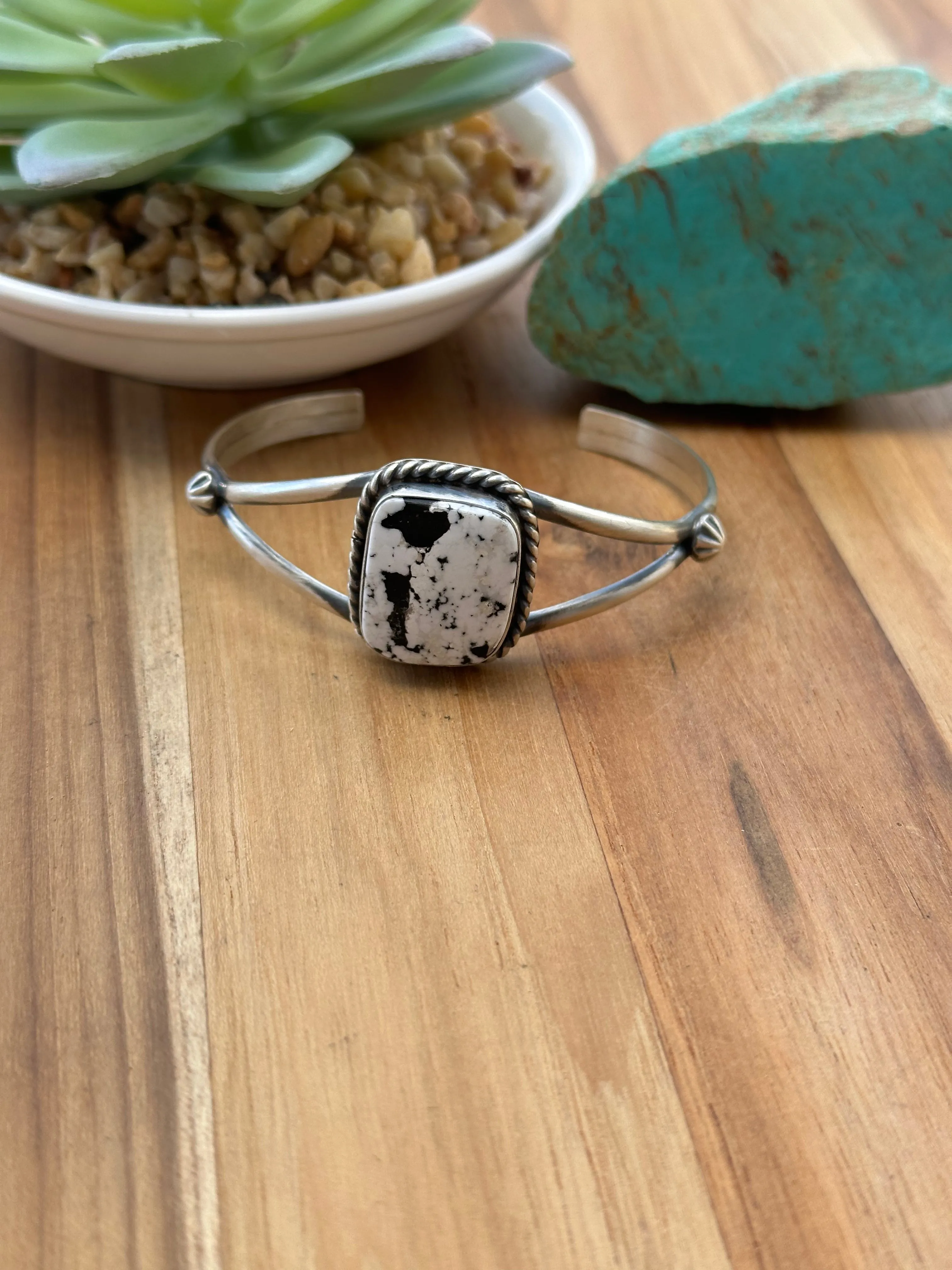 White Buffalo Single Stone Cuff