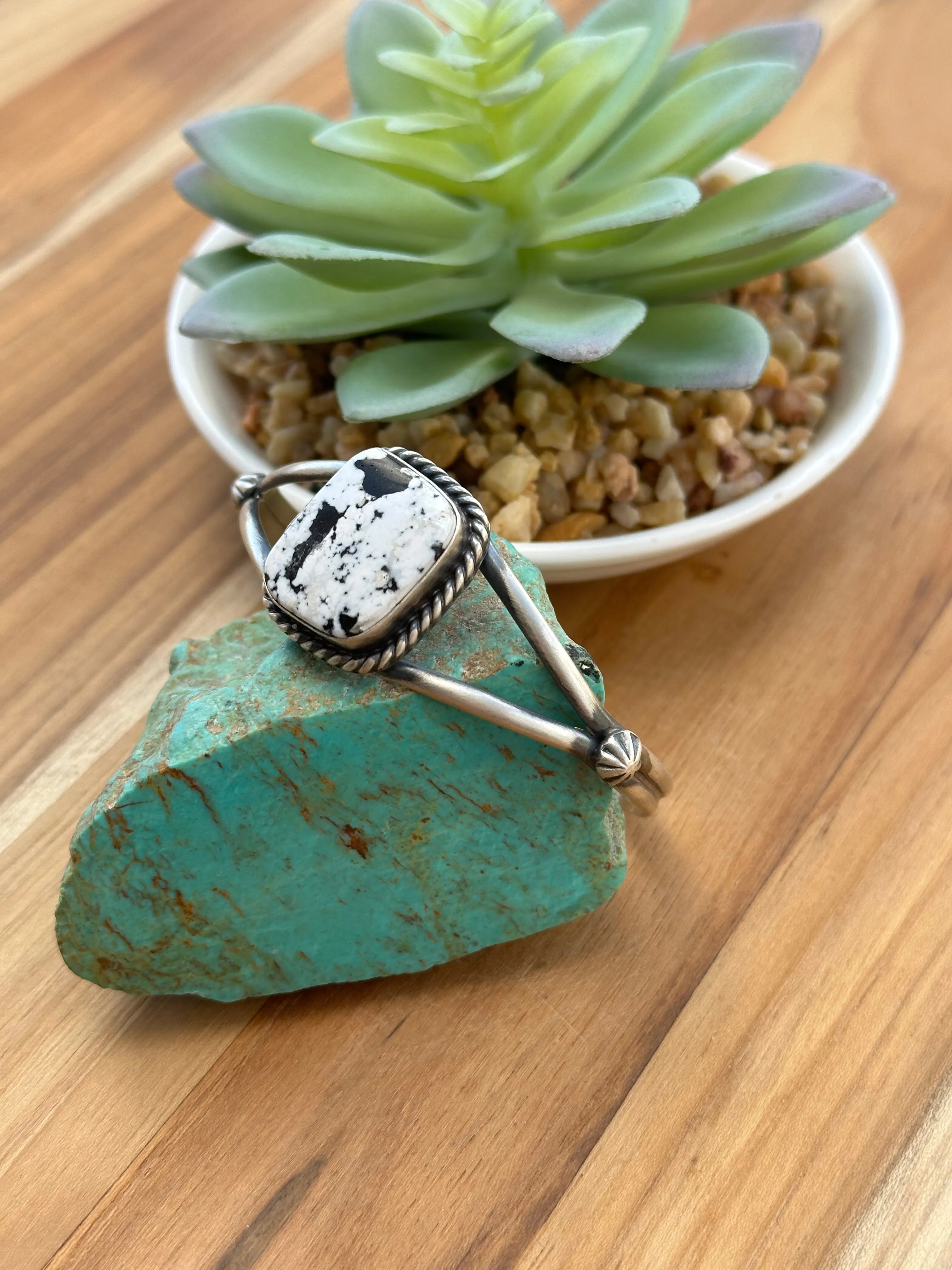 White Buffalo Single Stone Cuff