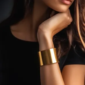 Wide 50mm Brushed Gold Open Cuff Bracelet
