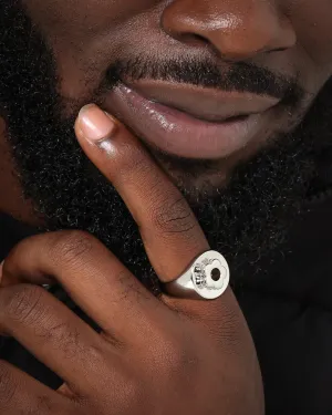 Wild For The Weekend Flower Power Signet Ring (Large) Silver