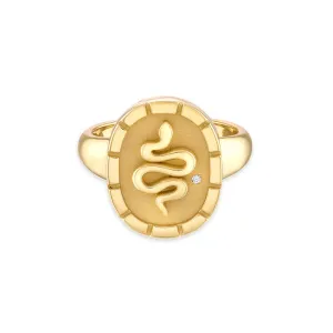 Wisdom Signet Ring with White Diamond