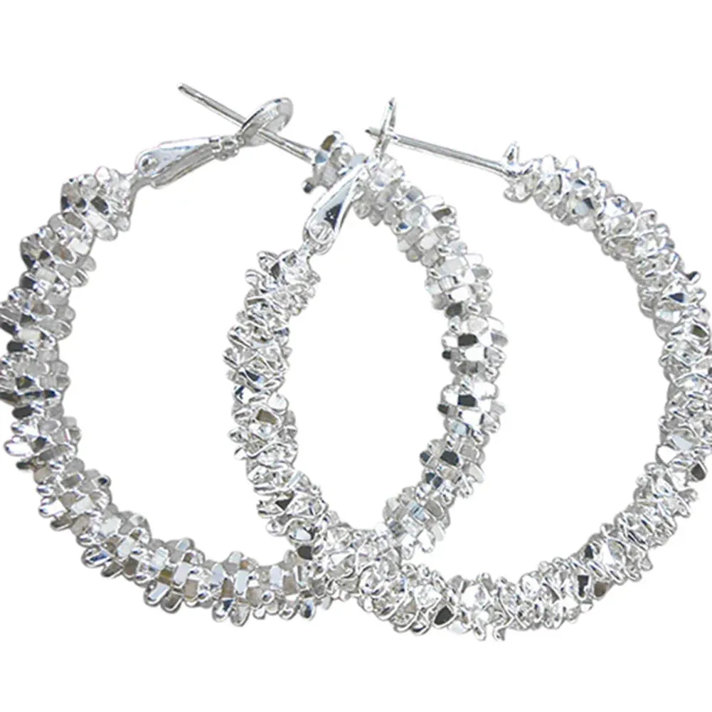 Women Jewelry Silver Big Circle Round Hoop Earrings Charm Earrings Party Jewelry