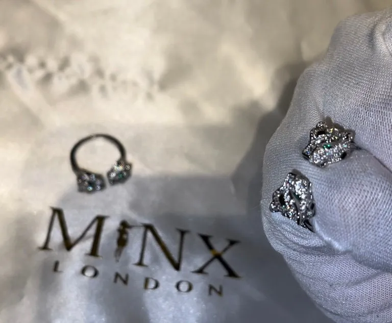 Womens Iced Out Ring | Fashion Ring | Charm Ring | Silver Ring | Iced Out Rings | Ring for Girlfriend | Resizable Ring | Stackable Ring