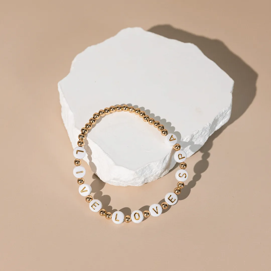 Wooden Beaded   Gold Bead 3 Bracelet Set - Live Love Spa | Lucky Owl