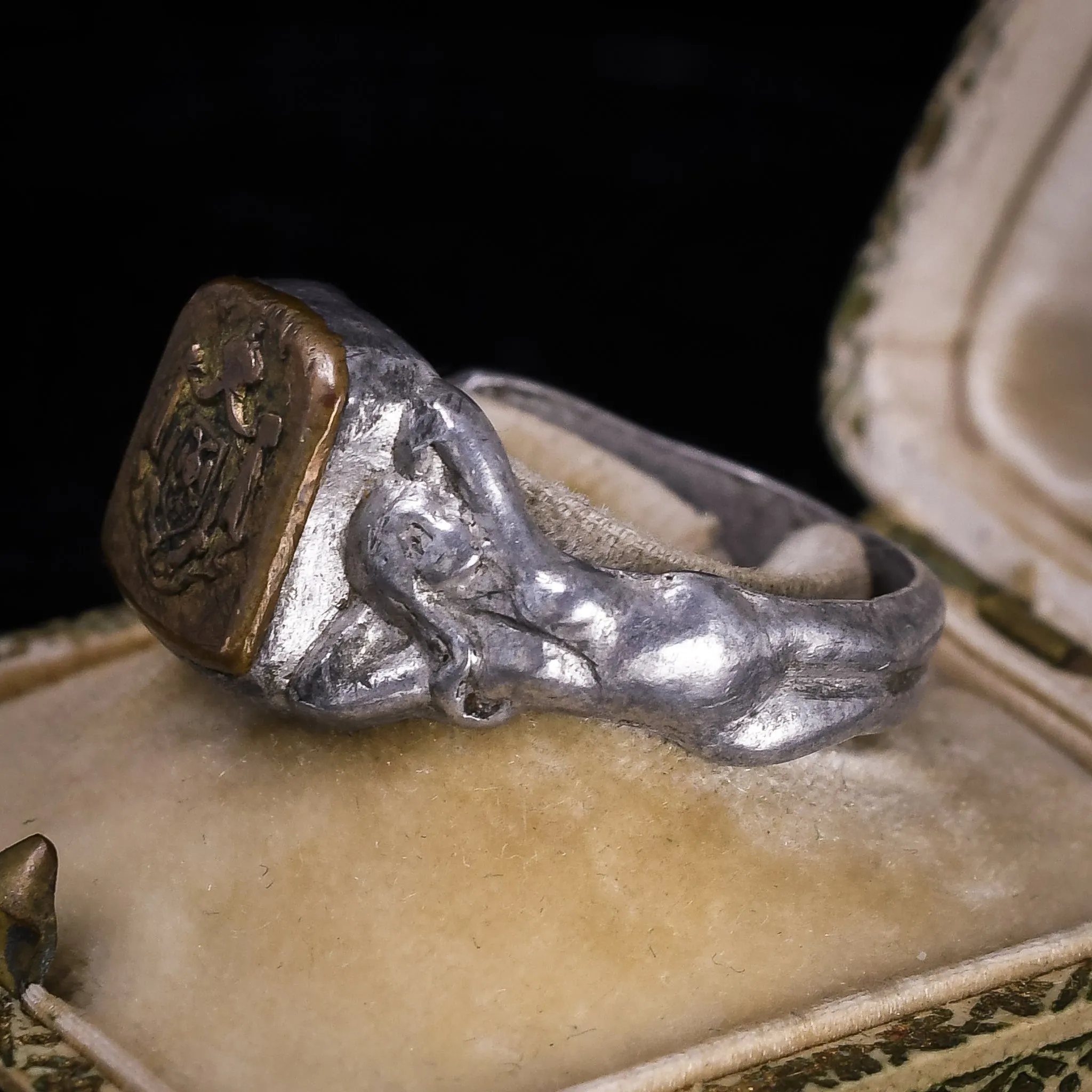 WW1 Naked Women Trench Art Signet Ring