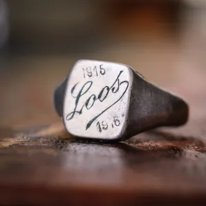 WW1 Trench Art Signet Ring "Battle of Loos 1915"