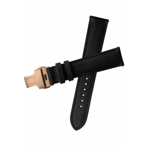 Xeric 20mm Horween Chromexcel Leather Black Strap Rose Gold Deployant Clasp