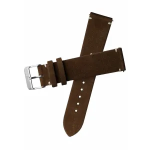 Xeric 20mm Italian Suede Dark Brown Strap Silver Buckle