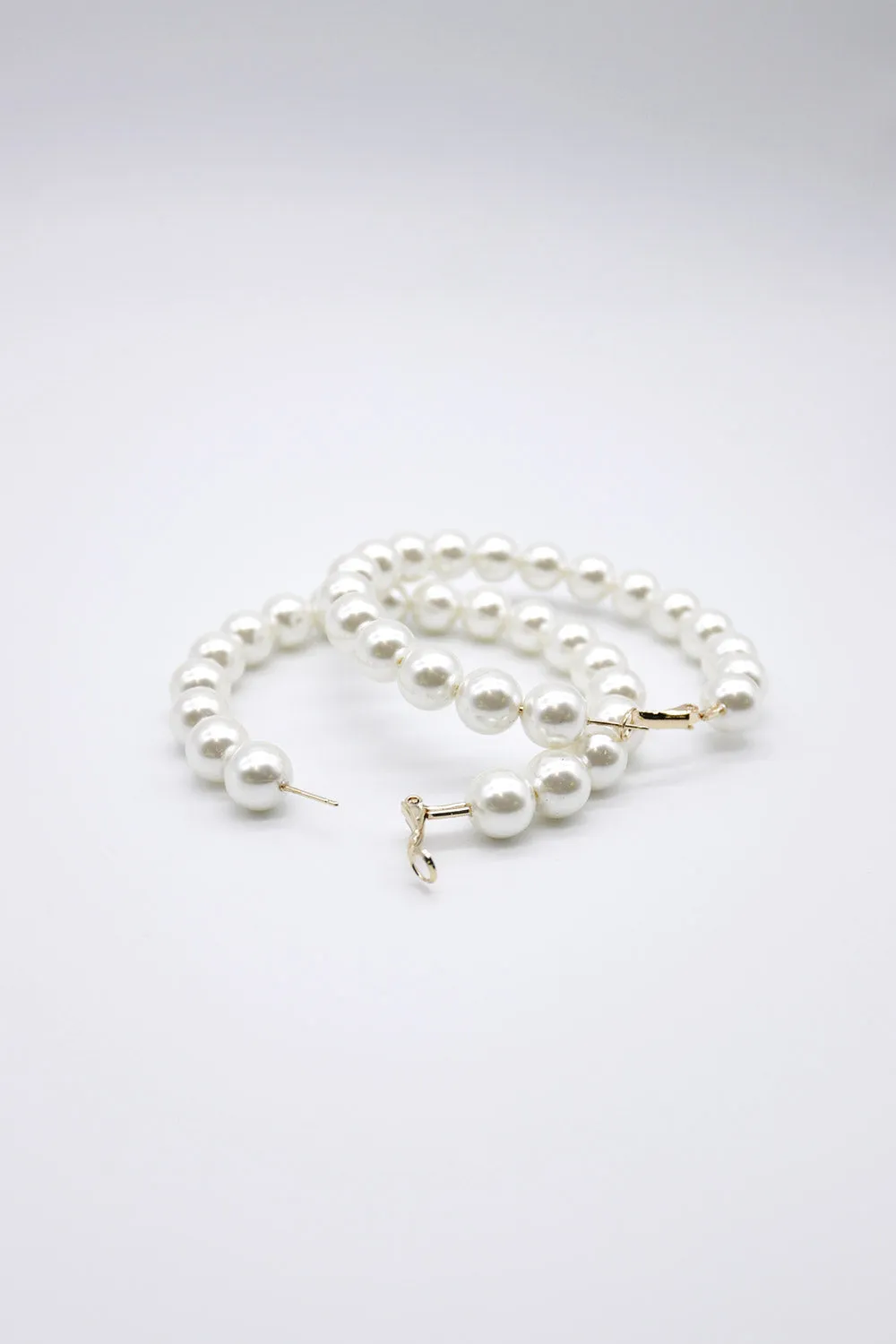 XL Faux Pearl Hoop Earrings