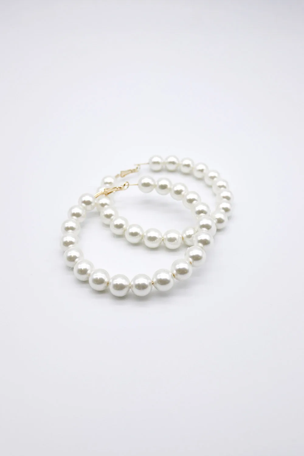 XL Faux Pearl Hoop Earrings