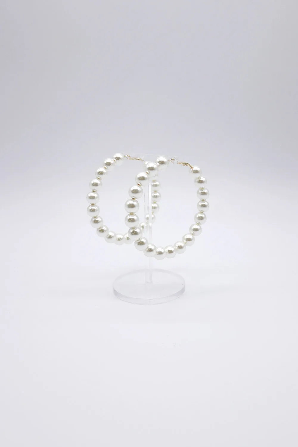XL Faux Pearl Hoop Earrings