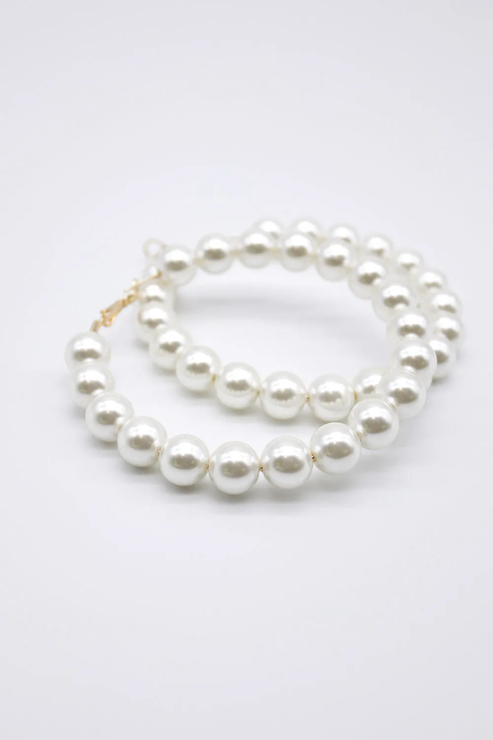XL Faux Pearl Hoop Earrings