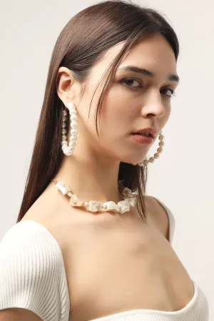 XL Faux Pearl Hoop Earrings