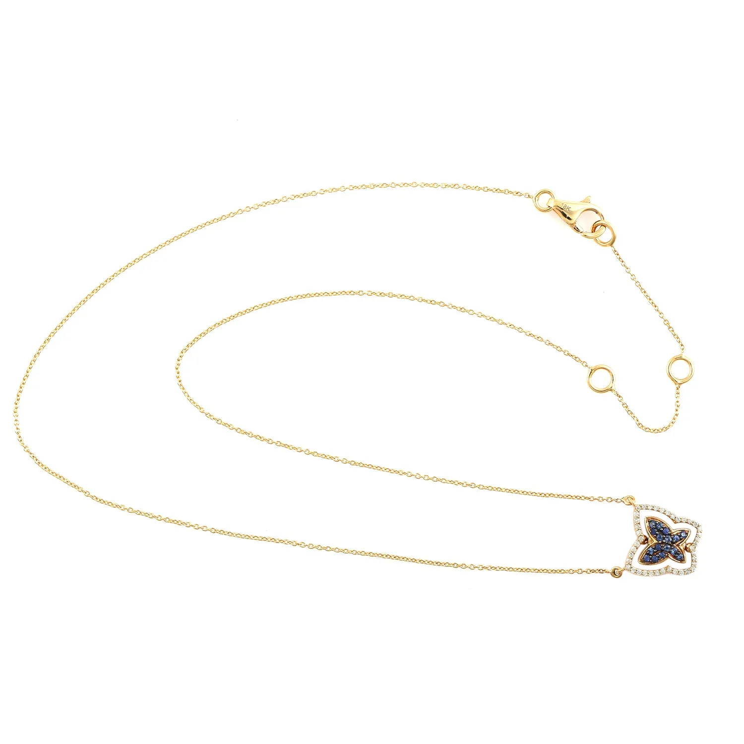 Yellow Gold Pave Blue Sapphire & Black White Diamond Butterfly Twisted Choker Necklace