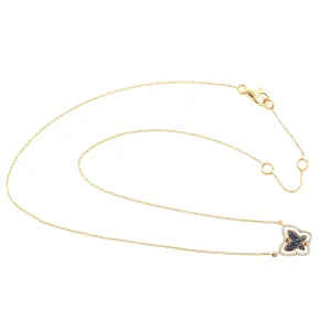 Yellow Gold Pave Blue Sapphire & Black White Diamond Butterfly Twisted Choker Necklace