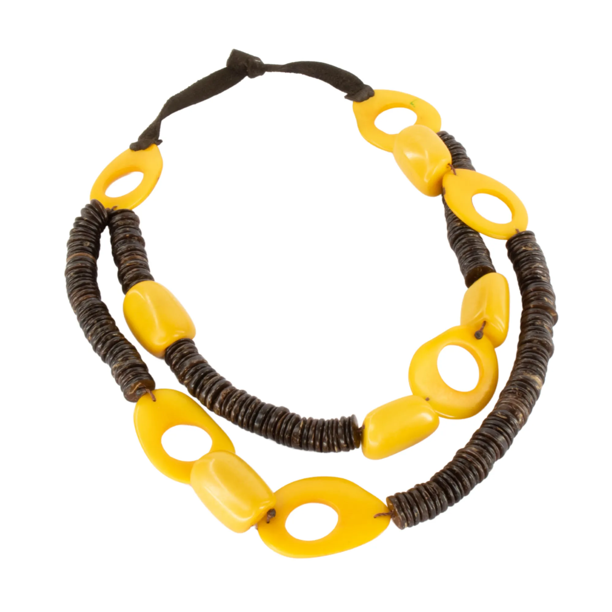 Yellow Oval-Shaped Necklace Made from Tagua