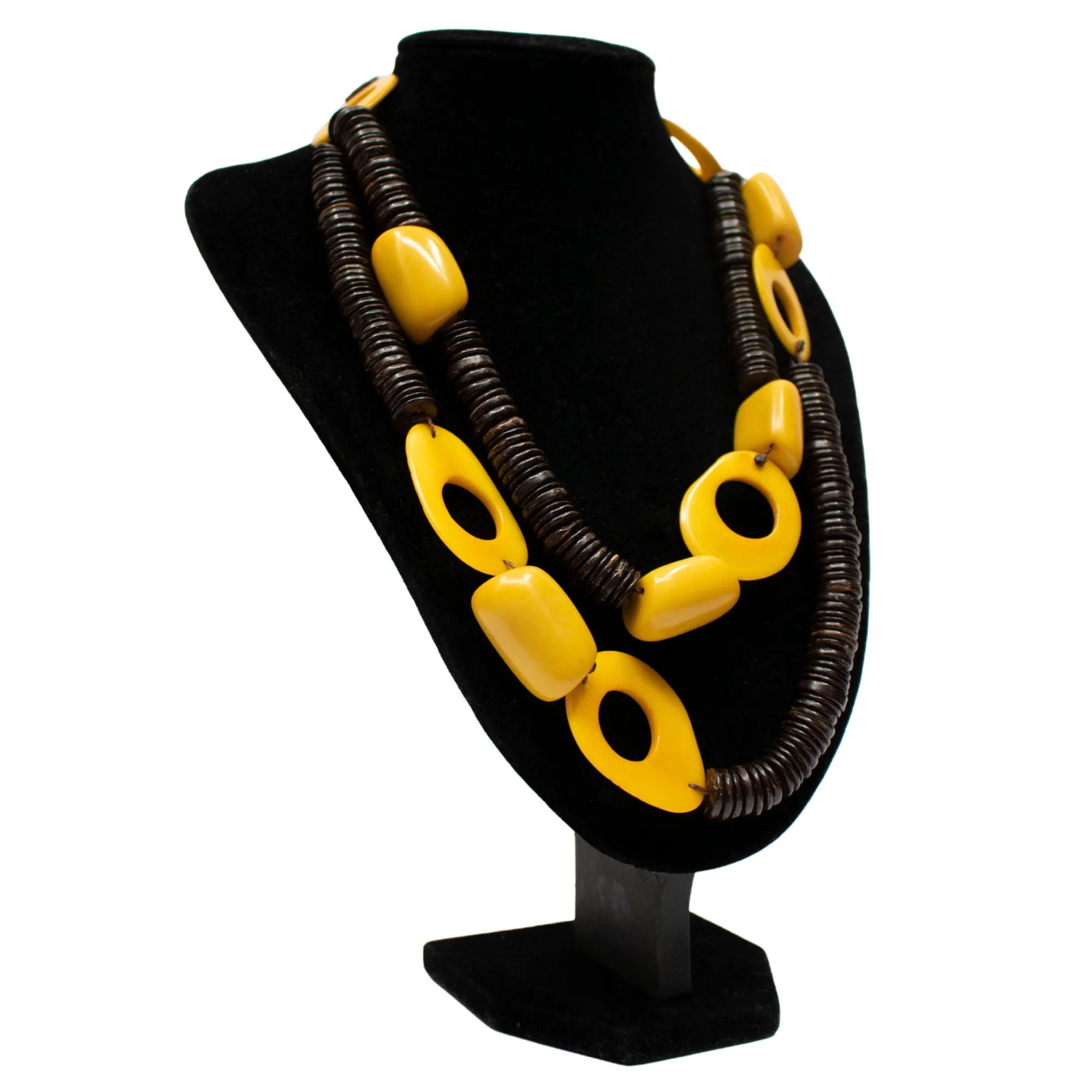 Yellow Oval-Shaped Necklace Made from Tagua