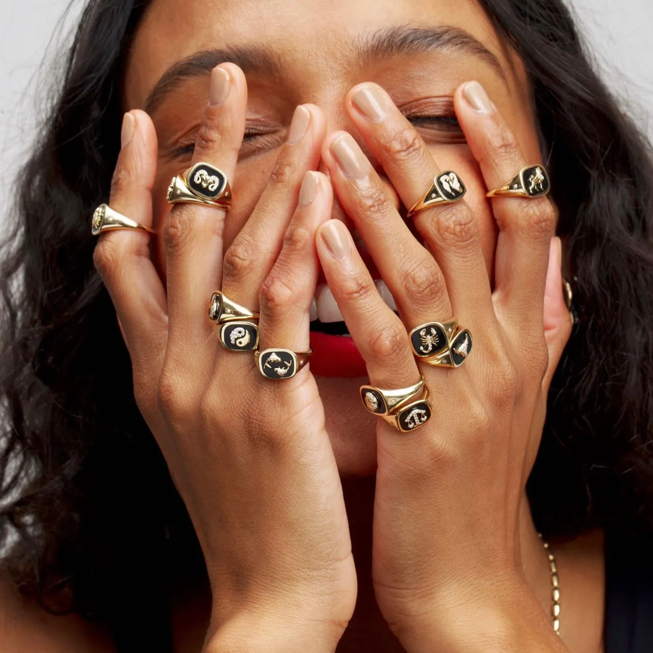 Zodiac Ceramic   Diamond Signet Ring - Y14