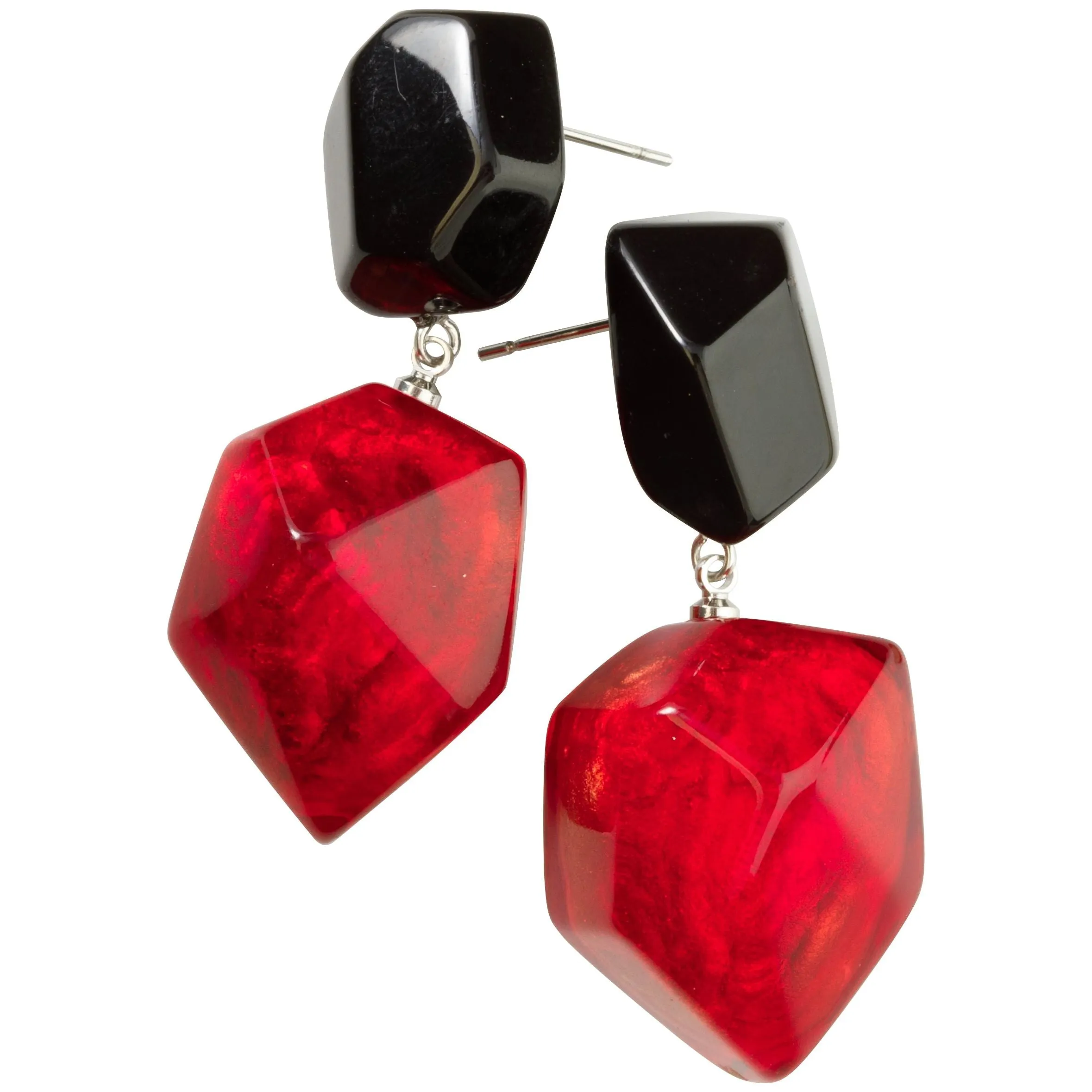 Zsiska Earrings, Empress, Red/Black, Clip